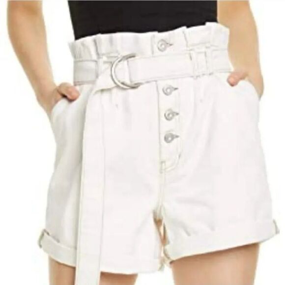 Free People Revolve Cindy Utility 100% Cotton Button Fly Short in White Size 2 - Picture 2 of 12